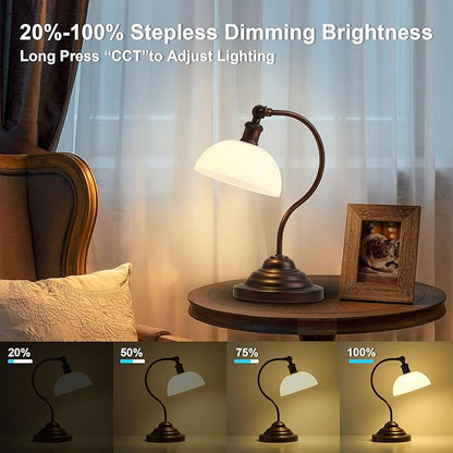 Cordless LED Table Lamp Set of Two, Swing Arm Desk Lamp, Rechargeable, Dimmable/3 Color/Memory Function, Modern Rechargeable Table Light for Living Room,Bedroom,Bedside, Oil Rubbed Bronze
