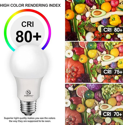 Energetic A19 LED Dimmable Light Bulbs, 100 Watt Equivalent Warm White 3000K 13.5W 1600lm, CRI80+, 15000Hrs, 12-Pack, ETL Listed