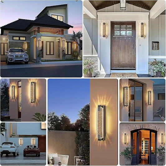 camuucci Dusk to Dawn Outdoor Light, 23.6 Inch LED Porch Lights Outdoor Waterproof Modern Outside Sconce Wall Mount for Doorway Hallway Porch Patio Yard Doorway Bronze