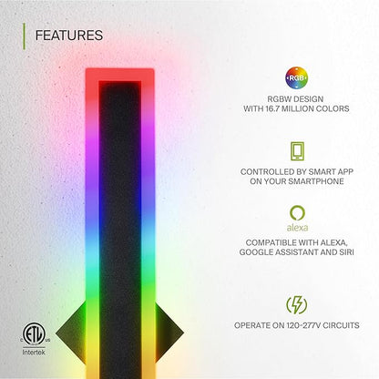 ASD LED 48" Long Wall Mount Light Fixture, Outdoor & Indoor Linear Sconce | RGBW, Smart, Waterproof, Anti-Rust, ETL Listed | 36W 1900LM 2700-6500K 100-277V | Exterior Porch Lighting | Black