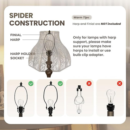 Metal Antique Bronze lamp shades for floor lamps for bedroom or living room, 8-petal lotus lamp shape drum lamp shades, corner floor fan lamp with spider fitter (5.32" top x 13" bottom x 9.5" high)