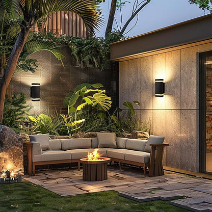 Outdoor Dusk to Dawn Wall Lights, Up and Down Exterior Light Fixtures, Outside Modern Porch Lights for Garage,Front Door, Waterproof Black Wall Sconce [ETL Listed].