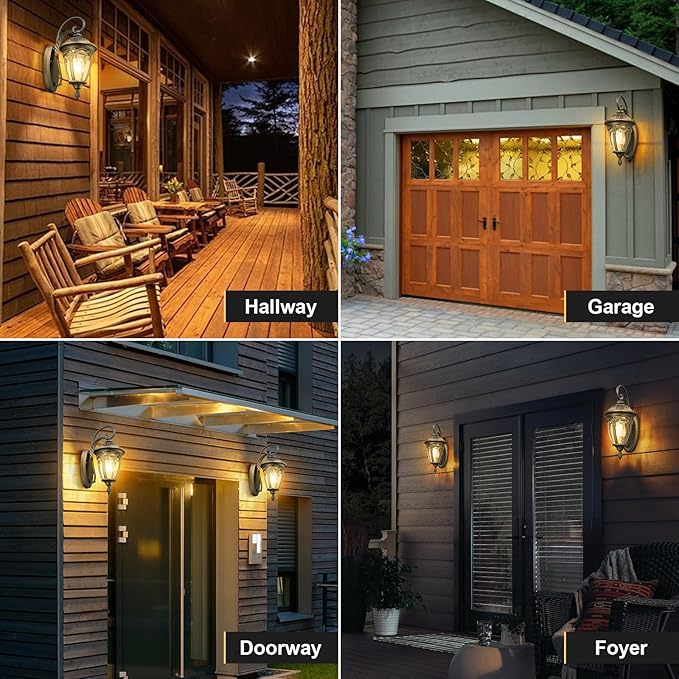 Outdoor Wall Lantern, Outdoor Lights Fixtures Wall Mount with Seeded Glass, Exterior Porch Lights, Waterproof Outside Wall Sconce Lights E26 Anti-Rust for House Front Porch Patio Garage