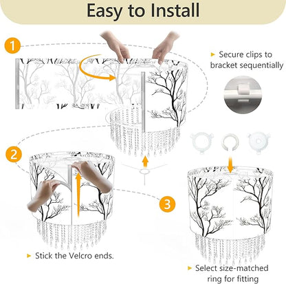 Winter Tree Branch Lamp Shade with Acrylic Bead Droplets, Branch Drum Fabric Light Shade for Pendant Table & Floor Lamp, Traditional Mordern Decor, 15.7in