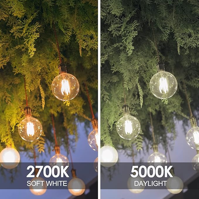 ENERGETIC SMARTER LIGHTING Dimmable LED Edison Light Bulb, G25 (G80) Globe Bulb, 60W Equivalent, 5000K Daylight, Christmas Light, E26 Standard Base, ETL Listed, 10-Pack