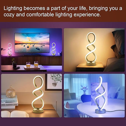 Modern Adebime RGB Table Lamp with 10 Light Modes - Unique Touch Dimmable Design for Bedside or Living Room - Available in 7 Colors, Gold