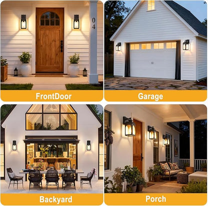 Dusk to Dawn Outdoor Lighting, Black Porch Lights Outdoor Light House Wall Mount Fixture Waterproof Lamp Exterior Lantern Fixture Outside Wall Sconces for Patio Garage Doorway