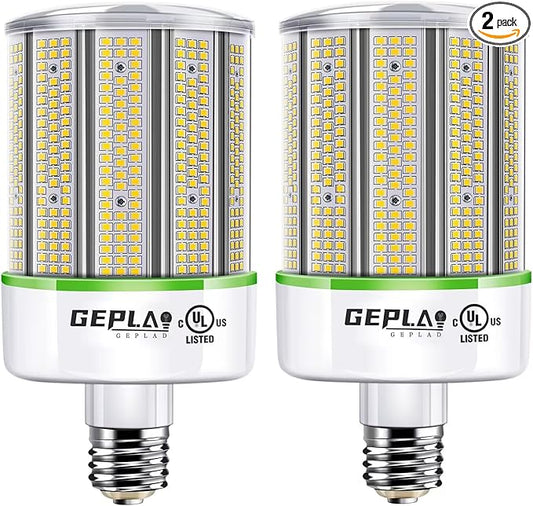 GEPLAD 2-Pack 200W LED Corn Light Bulb, E39 Mogul Base 5000K Daylight 28,000LM Lamp, Replacement 1000Watt CFL HPS Metal Halide Bulb, Large Area Lamp for Street, Garage, Warehouse High Bay Lighting