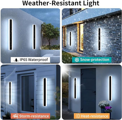 Mikeru 2Pack 31.4inch Long Led Wall Light, 6000k Cool White Modern Outdoor Wall Light Ip65 Waterproof Black Acrylic Porch Exterior Lighting Fixtures, Exterior Wall Mount Lights