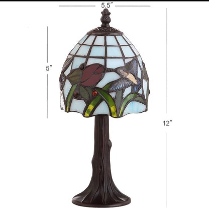 JONATHAN Y JYL8014A 12" Tiffany-Style Hummingbird Table Lamp, Traditional Bronze Accent Lamp with Handcrafted Stained Glass Shade for Bedroom Nightstand, Living Room, Desk, LED Bulb Included
