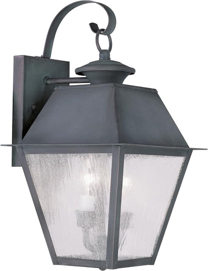Livex Lighting 2165-61 Mansfield 2-Light Outdoor Wall Lantern, Charcoal