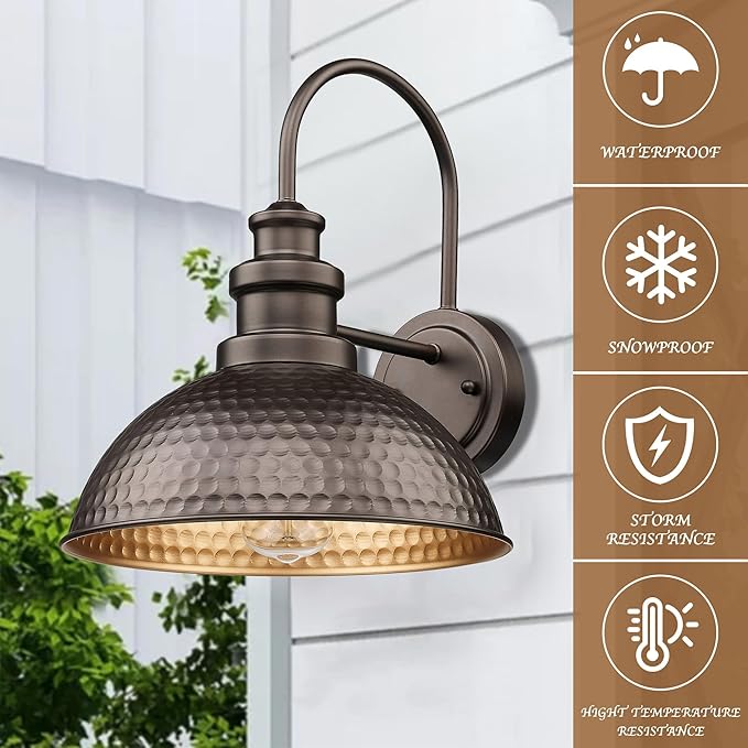 Outdoor Barn Lights, Farmhouse Outdoor Wall Sconces, Rustic Exterior Wall Mount Lights, Vintage Industrial Exterior Lighting Fixture for Porch,Garage,Patio, Fit E26 Socket(Oil-Rubbed Bronze, 8 Pack)