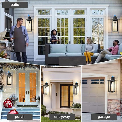 Dusk to Dawn Sensor Outdoor Wall Mount Light Fixture,20" Large Outdoor Wall Lights Exterior Front Porch Light，Black Exterior Sconce with E26 Socket，Waterproof Outside Lights for House 1 Pack
