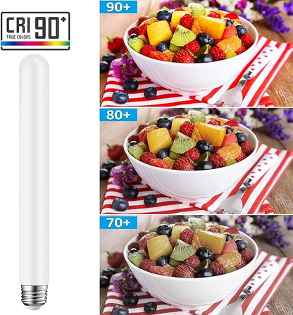 LEOOLS LED Light T10 12W 11.8inch E26 Base Matt Opal Porcelain Dimmable Tubular LED, E26 Edison Bulb 12W Equal 100W Light 4000K Neutral White, CRI90+,600LM,4 Packs