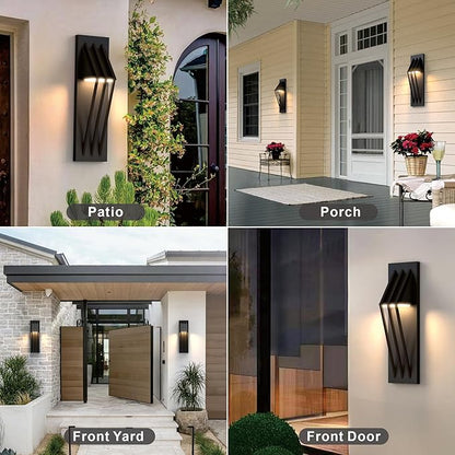 Hyunbae Outdoor Wall Sconce,17.7inch Modern Exterior Lighting Fixture Waterproof, 10W Dimmable LED Outdoor Porch Lights for House Garage Patio, Black, 3000K