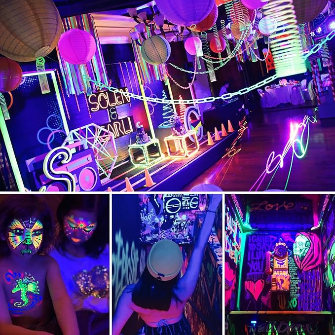 4 Pack 9.5W LED Black Light Bulb, A19 E26 Black Shell Blacklight LED Bulb, 385-400nm, Glow in The Dark for Blacklight Party, Body Paint, Fluorescent Poster, Halloween, Valentine's Day