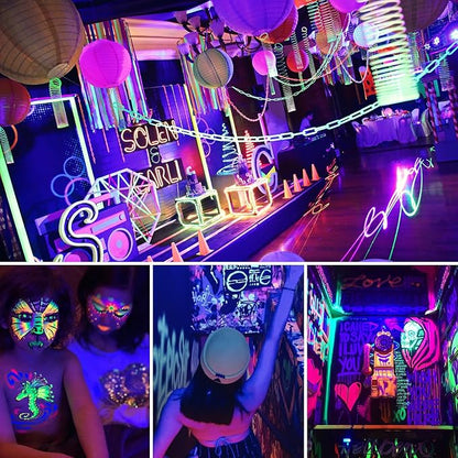 4 Pack 9.5W LED Black Light Bulb, A19 E26 Black Shell Blacklight LED Bulb, 385-400nm, Glow in The Dark for Blacklight Party, Body Paint, Fluorescent Poster, Halloween, Valentine's Day