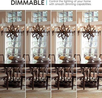 LUXRITE Vintage Candelabra LED Bulb, 60W Equivalent, 550 Lumens, 3000K Soft White, Dimmable, Clear Glass, Filament LED Candle Bulbs, UL Listed, E12 Base (16 Pack)