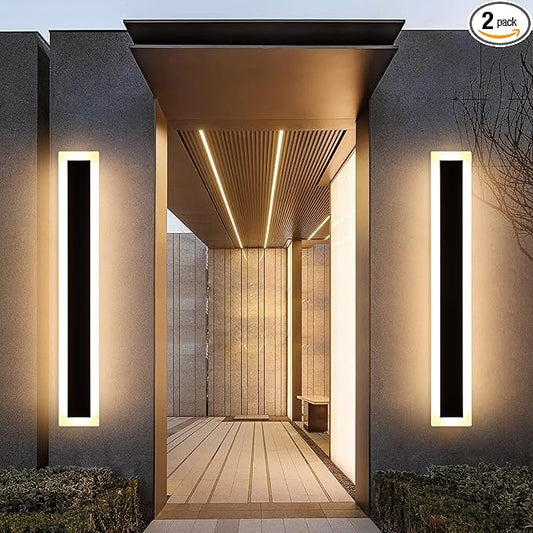 Mikeru Upgraded Widened 2pack 47.2inch Outdoor Wall Light Fixtures, 3000k Exterior Lighting Fixtures Ip65 Waterproof Rust Outdoor Light Hardwire Wall Mount Porch Lights for Garage(Width: 5.5inch)