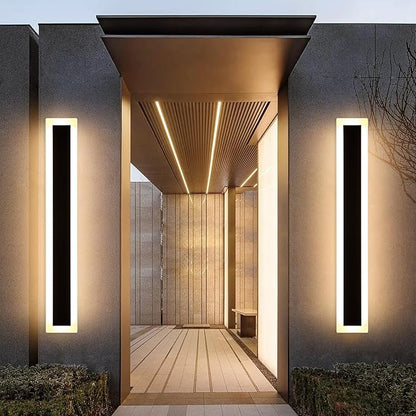 Mikeru 2Pack 47.2inch Modern Outdoor Exterior Wall Light, 3000k/4500k/6000k 3 Colors Switchable Large Outdoor Fixture Wall Mount, Ip65 Waterproof Modern Long Porch Light, Hardwired (Width: 5.5inch)