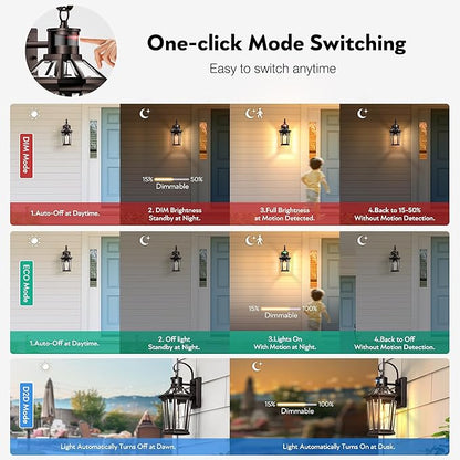 VIANIS Motion Sensor Outdoor Lights, 2 Packs Oil Rubbed Bronze Dusk to Dawn Outdoor Wall Lights Exterior, 100% Anti-Rust Aluminum Front Porch Wall Lantern, Modern Outdoor Wall Sconce for House, E26