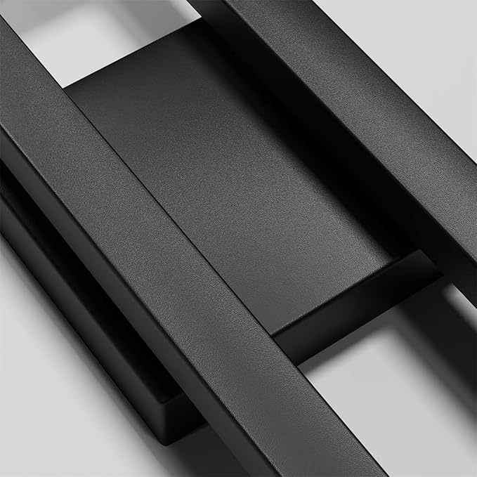 LamQee 14" Modern Outdoor Wall Lights, 3000K 1000LM Integrated LED Exterior Lighting Fixtures with Rectangle Frame, Matte Black Linear Outside Sconce Wall Mount for House Front Porch Patio Garage Door