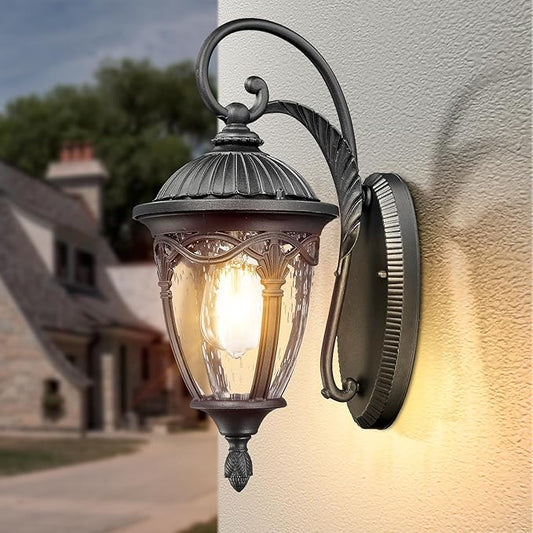 Outdoor Wall Lantern, Outdoor Lights Fixtures Wall Mount with Seeded Glass, Exterior Porch Lights, Waterproof Outside Wall Sconce Lights E26 Anti-Rust for House Front Porch Patio Garage