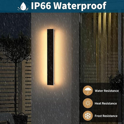 31.4inch Outdoor Wall Lights, Modern Outside Linear Wall Light, Dimmable 3000K-6000K, LED Outdoor Lights, IP65 Waterproof, Black Exterior Wall Sconce for House Doorway Patio Garden with Remote Control