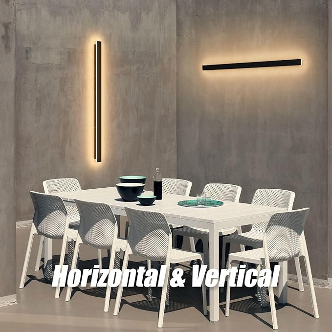 2 Pack 40inch Long Outdoor LED Wall Lights 30W Black 3000K Warm White Porch Lights Acrylic Waterproof IP65 Exterior Wall Light Fixtures for House Patio Porch Courtyard