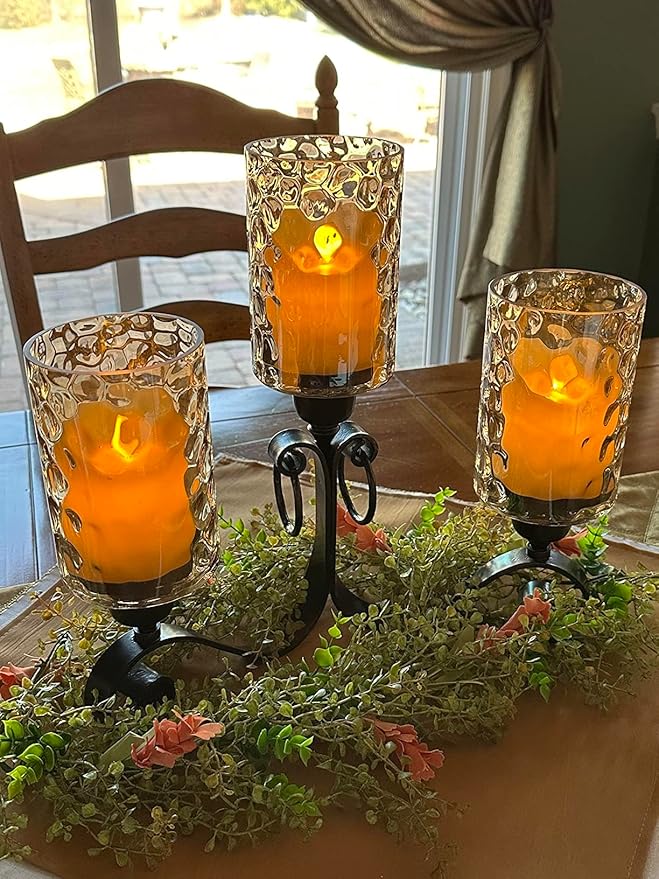 Glass Lamp Shade Replacement Globe & Cover for Light Fixture, 6-1/16" Height 4-1/16" Diameter, 1-5/8 inch Fitter, 5 Pack Amber Hammered Water Ripple Cylinder Glass Shade
