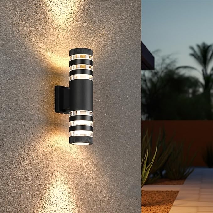 6Pack 15inch LED Cylinder Up & Down Wall Lights,18W Modern Outdoor Wall Light 4000K Day White Aluminum Body Waterproof IP65 LED Exterior Light Fixtures Wall Mount for House Patio Garage Garden