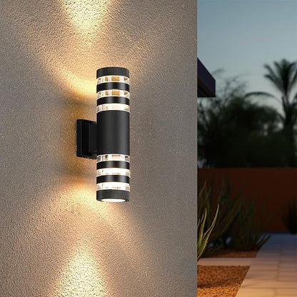 6Pack 15inch LED Cylinder Up & Down Wall Lights,18W Modern Outdoor Wall Light 4000K Day White Aluminum Body Waterproof IP65 LED Exterior Light Fixtures Wall Mount for House Patio Garage Garden