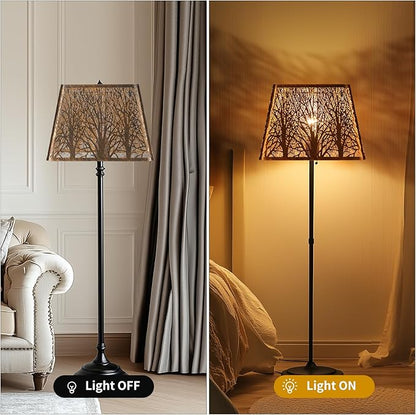 Square Fillet Metal Lampshade Forest Pattern 9" Top X 12" Bottom X 8.8" High Vintage Bronze Fits For Table Lamps Floor Lamps Replacement For Home Decor large lampshade