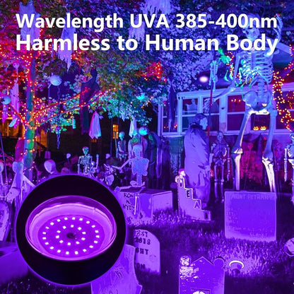 6 Pack Black Light Bulbs, Blacklight Bulb 120W Equivalent, E26 BR30 LED Black Light Bulb 385-400nm for Halloween Christmas Decorations, Body Paint, Glow in The Dark Party, Fluorescent Poster