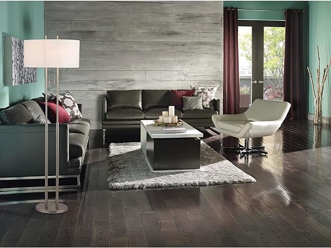 Adesso 4016-22 Duet 62" Floor Lamp, Satin Steel, Smart Outlet Compatible