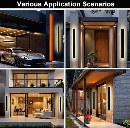 VINLUZ 2 Pack 40in Modern LED Outdoor Light, Garage Sconces Wall Light, IP65 Waterproof Exterior Wall Mount Lighting, Black Outdoor Wall Light Fixtures for House, Patio Courtyard Porch Garden