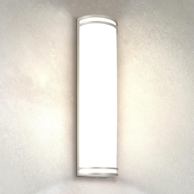 ASD 24 Inch LED Outdoor & Indoor Wall Mount Light Fixture - Brushed Nickel Modern Wall Sconce Lighting - 25W 120-277V 3000K 4000K 5000K Adjustable Dimmable Exterior Lights - Front Door, Patio - ETL