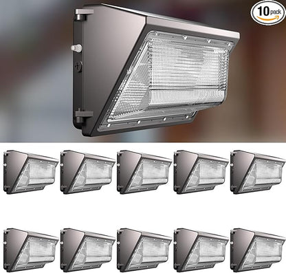 Lightdot 10Pack 100W LED Wall Pack Lights, 100-277v Dusk to Dawn with Photocell | 15000Lm(150Lm/W) 5000K IP65 Outdoor Exterior Lighting Fixture for Yard,Warehouse,Factory,Garage, ETL(Height:6~15ft)
