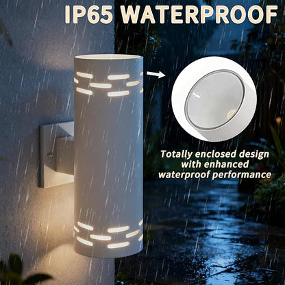 Modern Outdoor Wall Lights,Stainless Steel, 23W 3000K Integrated LED Cylinder Up Down Wall Sconce Porch Lighting IP65 Waterproof Patio Wall Light Fixture for House Porch Entryway
