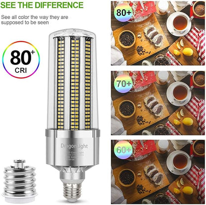 DragonLight 120W Commercial Grade Corn LED Light Bulb(400 Watt Metal Halide/HID/HPS Replacement) E26/E39 Large Mogul Base LED Lamp 6000K Daylight 14,400 LM for High Bay Area Lighting