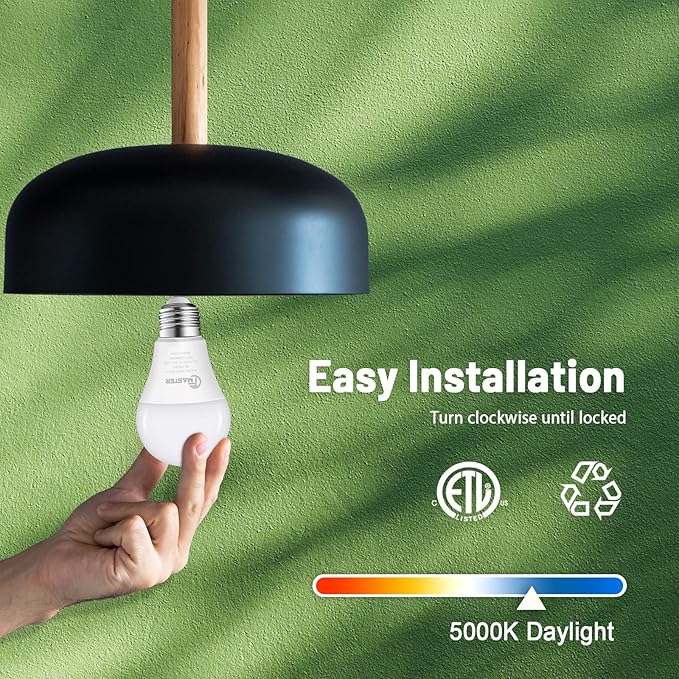 A19 LED Light Bulb, LED Bulbs 100 Watt Equivalent, 5000K Daylight Light Bulbs, 1500 Lumens, E26 Standard Base Lightbulb, Non-Dimmable 15W Bright White Bulbs for Home, ETL Listed(10-Pack)