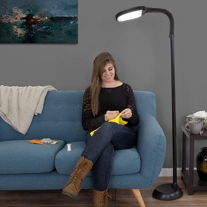 Bedford Home Floor Lamp - Full Spectrum Natural Sunlight Lamp with Bendable Neck - Reading, Craft, Studying, and Esthetician Light (Black)