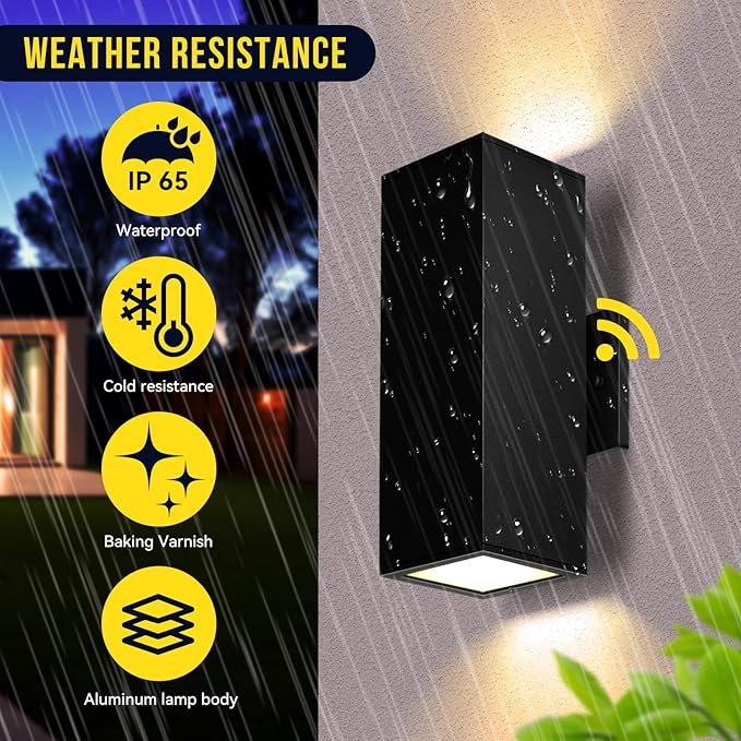 Outdoor Light Fixture Dusk to Dawn 2 Pack, Matte Black Modern Porch Light IP65, 3000K LED Bulbs Exterior Lighting Fixtures Outdoor Wall Lights for House, Garage Front Door