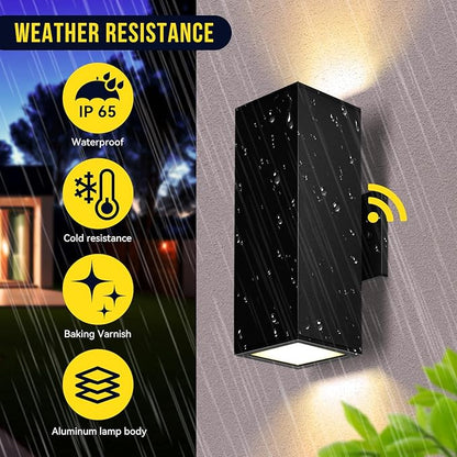 Outdoor Light Fixture Dusk to Dawn 2 Pack, Matte Black Modern Porch Light IP65, 3000K LED Bulbs Exterior Lighting Fixtures Outdoor Wall Lights for House, Garage Front Door