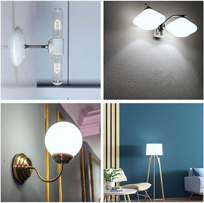 5 Inch Edison Bulb, 6000K Cool White E26 Led Bulb 6W Dimmable, 800LM T10 T9 Clear Glass Tubular Light Bulbs, AC 120V Equal 80 Watt Bulbs for Chandelier Pendant Wall Light - 6Pack
