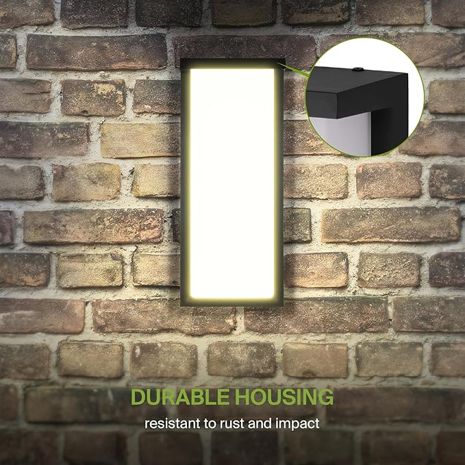 ASD LED 14" Outdoor Wall Light, Front Door House Sconce | 3CCT, Dimmable, Waterproof, ETL Listed | 20W 1900LM 3000-5000K 120V | Exterior Patio Lighting Fixture, Flush Mount Porch Lamp | Black