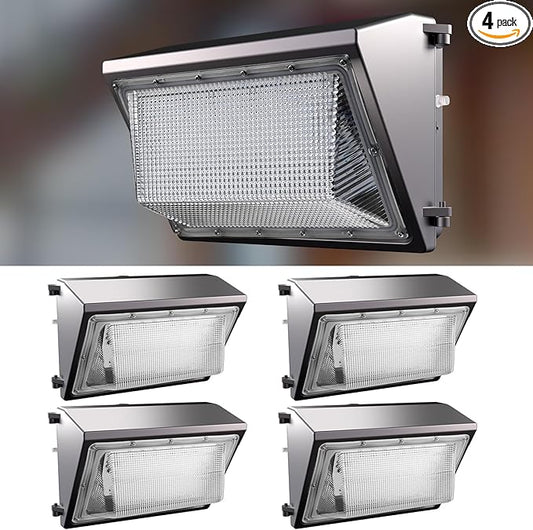Lightdot 4Pack 200W LED Wall Pack Lights - 30000Lm(150Lm/W) Dusk-to-Dawn (100-277V) 5000K IP65 Outdoor Exterior Lighting Fixture for Warehouse/Parking Lots | 5-Yr Warranty, ETL(Height:15~30ft)