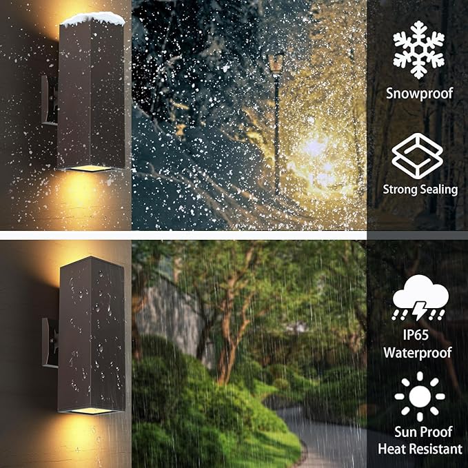 2 Pack Up Down Outdoor Wall Lights, Patio Wall Light Fixture, Oil Rubbed Bronze Porch Lights Outside Wall, Anti Rust Waterproof Outdoor Wall Sconce for Garage, Balcony, Backyard - ETL