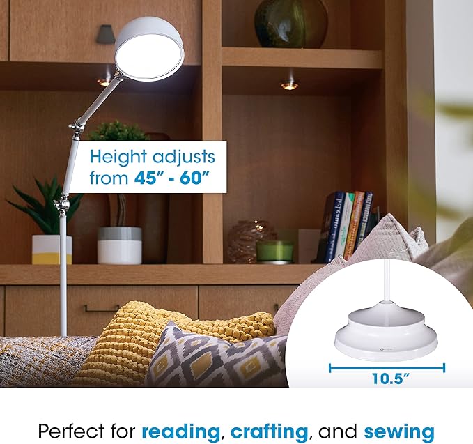 OttLite Pharmacy Adjustable LED Floor Lamp, Prevention Series - Designed to Reduce Eyestrain - 3-Point Adjustable Neck, 3 Brightness Settings with Touch Controls - Office Work, Reading & Studying