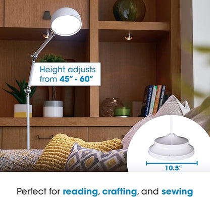 OttLite Pharmacy Adjustable LED Floor Lamp, Prevention Series - Designed to Reduce Eyestrain - 3-Point Adjustable Neck, 3 Brightness Settings with Touch Controls - Office Work, Reading & Studying